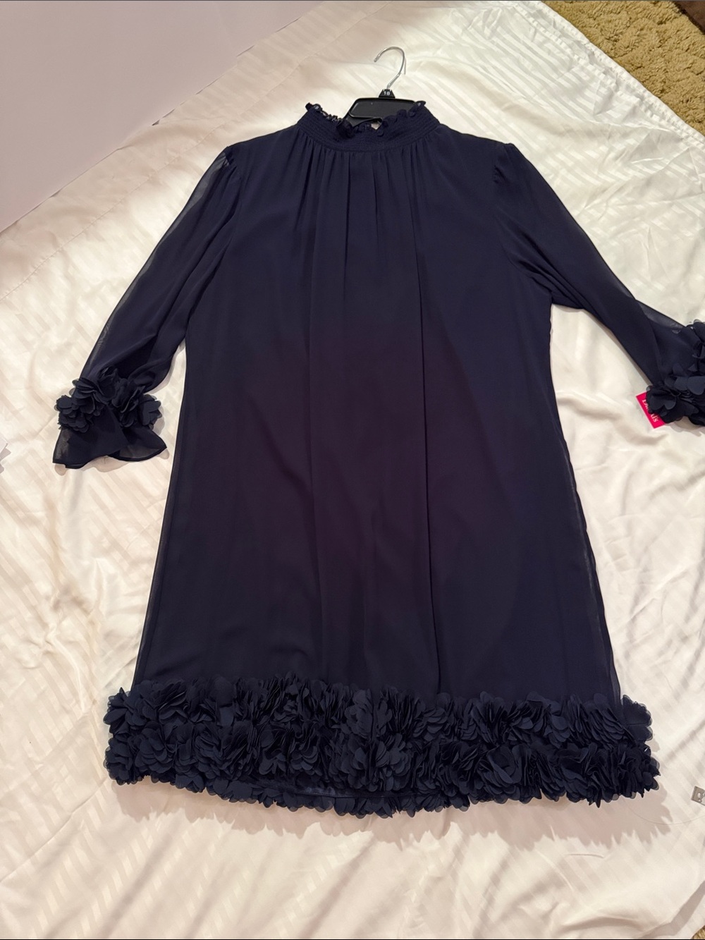 Alex Marie Navy Floral-Trim Ruffle Amelia Dress for Women - Picture 4 of 16
